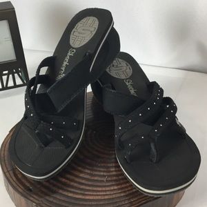 Skechers Black Rhinestone Strappy Sandals size 9, 9.5